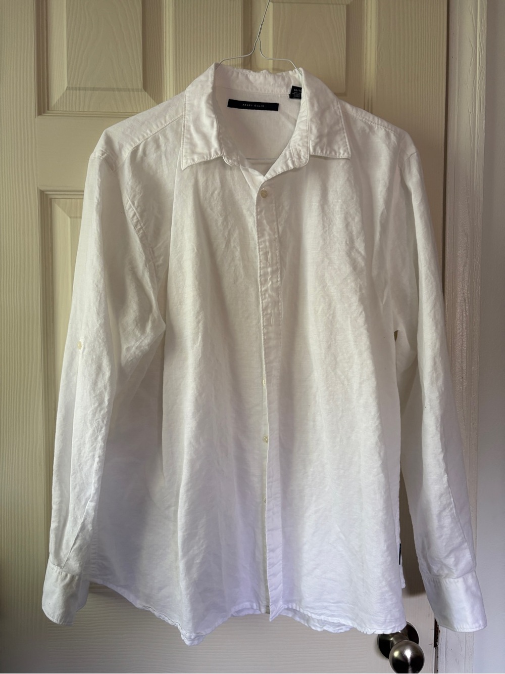 Perry Ellis White Long-Sleeve Dress Shirt